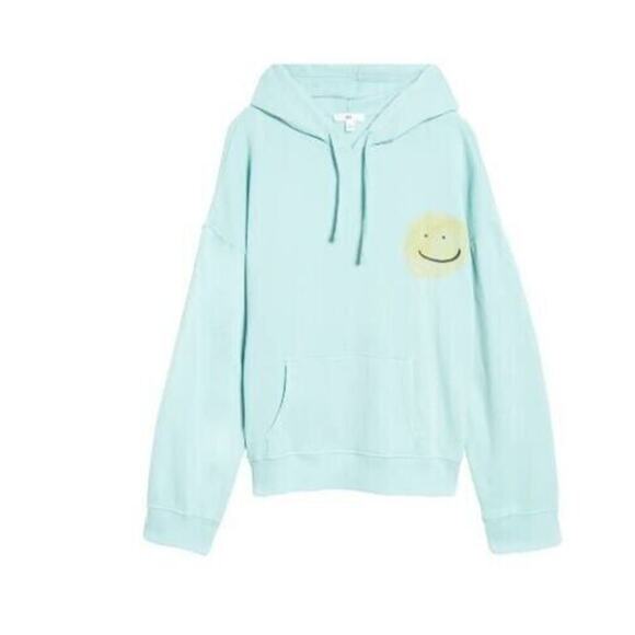 BP Gender Inclusive Graphic Hoodie In Teal Angle Painted Smiley Small MSRP $49 - Picture 8 of 9
